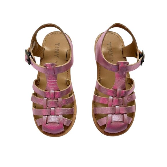 TinyCottons Pink Metallic Braided Sandals Size 30(12c) - Picture 2 of 5
